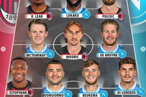 中场核心较量：那不勒斯对阵AC米兰最佳阵，莫德里奇与德布劳内领衔出场