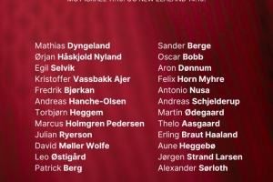 挪威国家队最新一期大名单公布：哈兰德与厄德高领衔，索尔洛特和拉尔森在列。