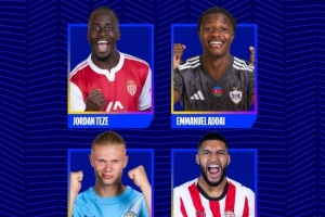 欧冠本周最佳进球候选：哈兰德、塞巴里、阿代伊、特泽入选