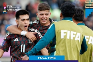 世青赛摩洛哥队0-1小胜墨西哥队，两队携手力压西班牙、巴西，携手晋级小组前二。