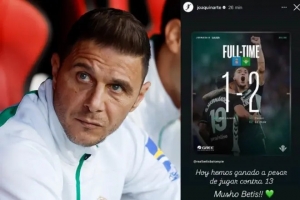 贝蒂斯传奇球员华金抱怨裁判不公，直言球队在少打一人的情况下仍艰难取胜，之后他便删除了相关动态。