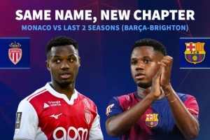 法蒂两赛季41场仅入4球，本赛季转战摩纳哥已5场轰进6球状态回勇。