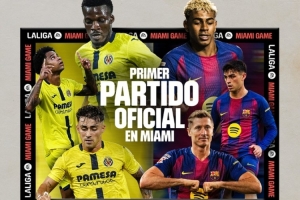 根据《每体》的报道，巴萨与比利亚雷亚尔的（黄潜）的海外比赛时间，可能与美国大学橄榄球赛的时间发生冲突。