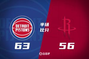 半场战罢，火箭队以7分之差落后于活塞队。杜兰特贡献15分3篮板，申京10投仅2中，奥萨尔得到12分，阿门·汤普森拿下4分。