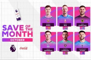 英超10月最佳扑救候选名单公布：迪恩-亨德森、维卡里奥、塞尔斯在列