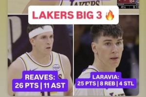 拉拉维亚分享湖人“三巨头”数据：自己搭档东契奇与里夫斯