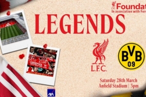 利物浦官方宣布，将于3月28日与多特蒙德举办一场传奇赛，本场比赛的全部收入将捐赠给慈善事业。